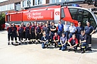 Feuerwehrleute und THW'ler üben gemeinsam im Feuerwehr Trainings- und Ausbildungszentrum auf dem Flughafen Schönefeld bei Berlin. Foto: THW/Joachim Schwemmer