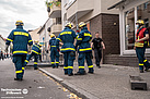 Nach einem Brand ist die Standsicherheit der Gebäuderückseite gefährdet. Quelle: THW/Anja Villwock