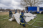 Campbau, also die Unterbringung von Einsatzkräften, ist eine Aufgabe der Fachgruppe Notversorgung und Notinstandsetzung. Quelle: THW/ Anja Villwock