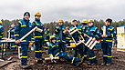Die Schwedenstuhl-Fabrik liegt mitten im abgebrannten Waldgebiet. Quelle: THW/ Yannic Winkler