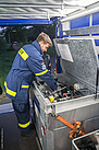 Der mobile Kraftstofftank fasst 450 Liter und ist mit einer Pumpe ausgestattet. Quelle: THW/ Anja Villwock